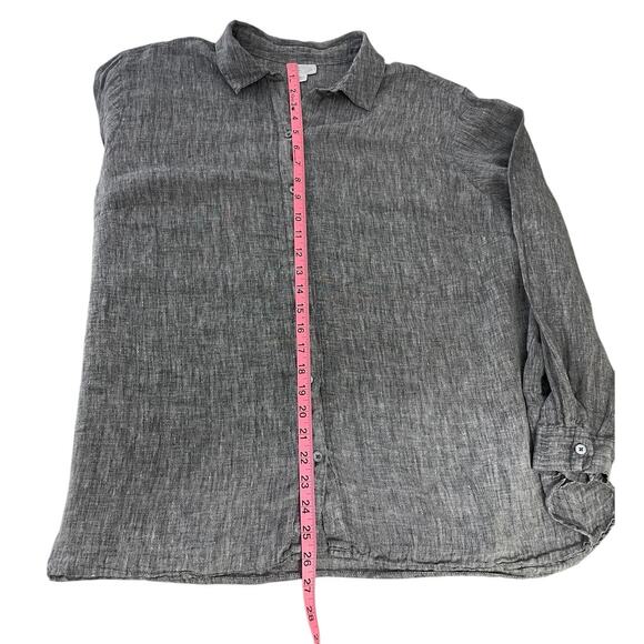 J.Jill Love Linen 100% Linen Button Front Top Gray Size 3X Classic Minimalist - Picture 8 of 10